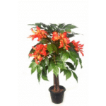 Artificial Coral Blossom in Coffee Wood Stick 2'