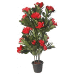 Artificial Indian Azaliya 3' With Black Round Pot