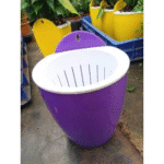 Violet-White Self Watering Hanging Planter Flower Pot