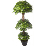 Artificial Ficus Triple Topiary Plant Dark Green 6'