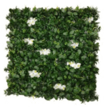 Artificial Vertical Green Leaves With White Flower - Artificial Garden
