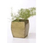 Gold Color Square Metallic Planter (80724-BA)