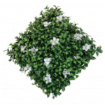 Green Leaves with Big White Flower Tiles - Artificial Garden