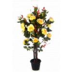 Artificial Open Rose Real Touch Yellow