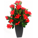 Artificial Indian Azaliya 2' With Black Square Pot