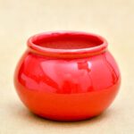 3 inch Handi Shape Round Ceramic Pot (Red)