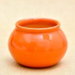 3 inch Handi Shape Round Ceramic Pot (Orange)