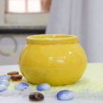 3 inch Handi Shape Round Ceramic Pot (Yellow)