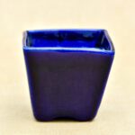 3 inch Square Cone Ceramic Pot (Navy Blue)