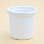 4 inch Round Ceramic Pot with Rim (White)