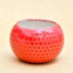 2.8 inch Dot Embossed Round Ceramic Pot (Red)