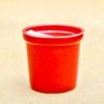 4.1 inch Round Ceramic Pot with Rim (Red)