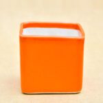 3.4 inch Square Box Ceramic Pot (Orange)