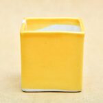 3.4 inch Square Box Ceramic Pot (Yellow)
