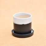 3.1 inch CP045 Cylindrical Ceramic Pot with Plate (White, Black)