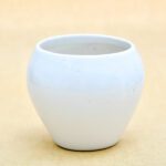 3.7 inch Apple Round Ceramic Pot (White)