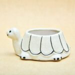 3.7 inch Tortoise Shape Marble Finish Ceramic Pot (Light Brown)