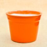 7.1 inch Round Ceramic Pot with Rim (Orange)
