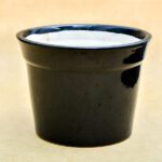 7.1 inch Round Ceramic Pot with Rim (Black)