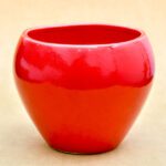 5.7 inch Apple Round Ceramic Pot (Red)