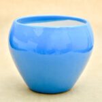 5.7 inch Apple Round Ceramic Pot (Blue)