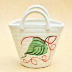 5.9 inch Painted Bag Marble Finish Ceramic Pot (Light Brown)