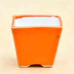 3 inch Square Cone Ceramic Pot (Orange)
