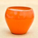 3.7 inch Apple Round Ceramic Pot (Orange)