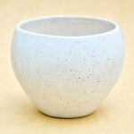 4.9 inch Apple Marble Finish Round Ceramic Pot (White)