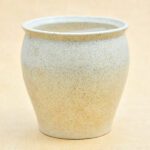 4.9 inch Matka Vase Marble Finish Round Ceramic Pot (Light Brown)