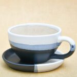 4.3 inch CP001 Cup Shape Round Ceramic Pot with Plate (White, Black)